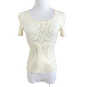MAXMARA WEEKEND CREAM KNIT FRONT BOW COQUETTE GIRL TOP -S